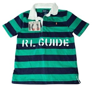 Polo‎ Ralph Lauren Blue Green Striped Polo Size 6 Boy’s